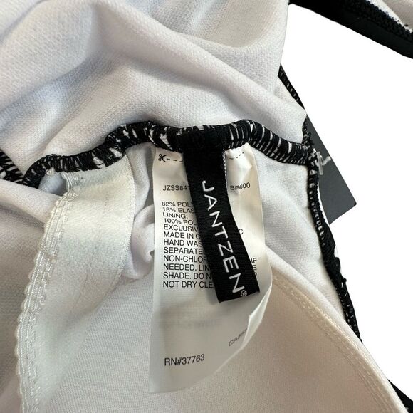 JANTZEN NWT Black & White Floral Wrap Waist Fully Lined Swimsuit Size 12 - Picture 5 of 12